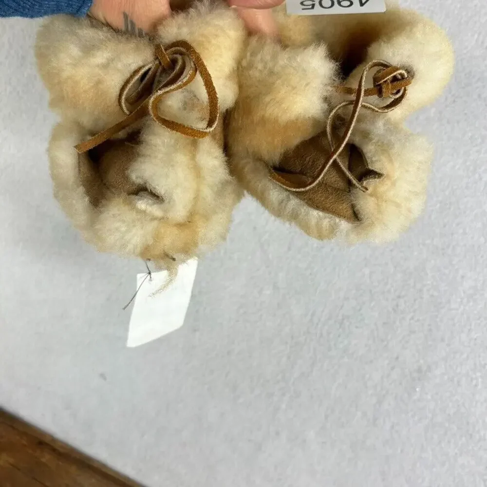 Fur Brown Baby Slippers Unisex Girls & Boys - Size: 3-6 Months
